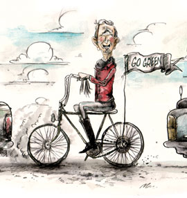 Illus: Charles on  Bike!